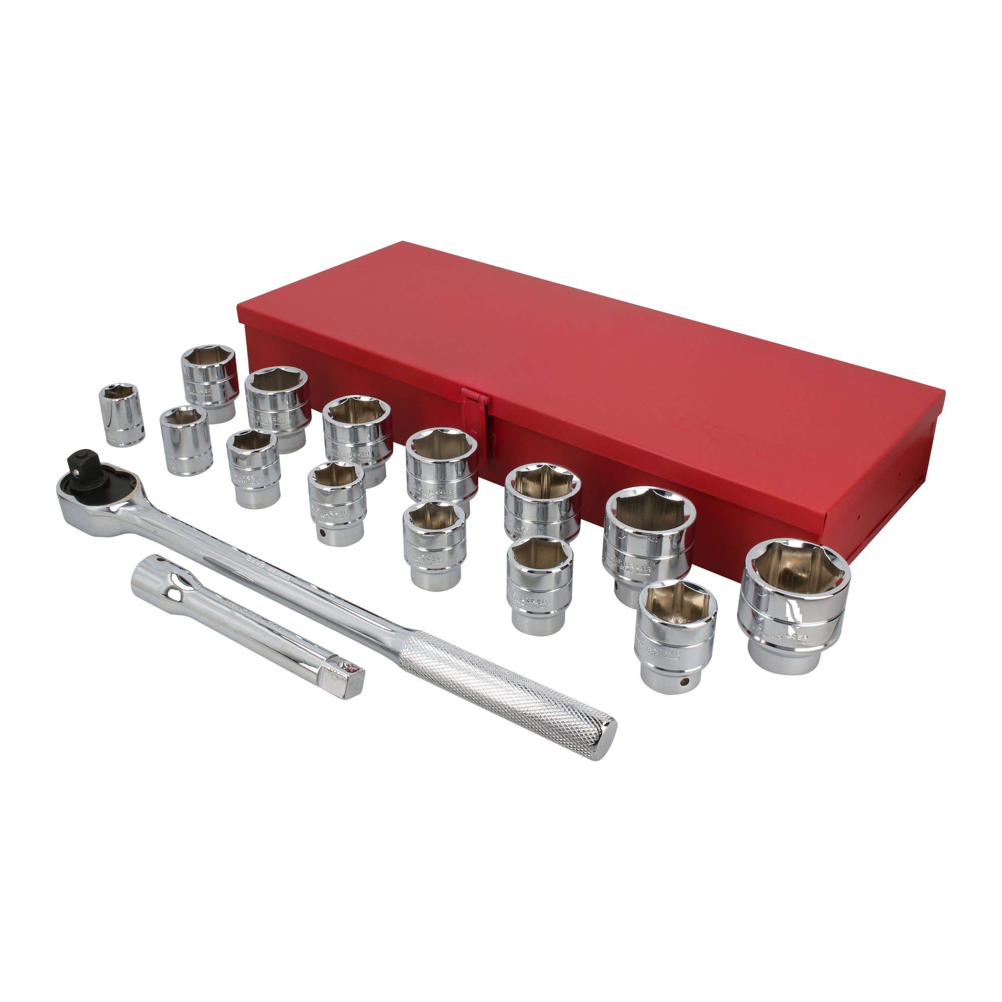 Juego de dados y accesorios cuadro de 3/4" en pulgadas, 17 piezas Urrea 55100H - imagen 3