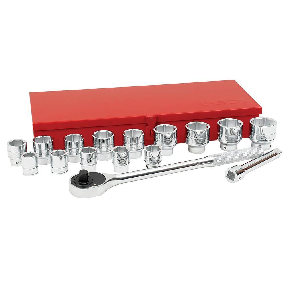 Juego de dados y accesorios cuadro de 3/4" en pulgadas, 17 piezas Urrea 55100H