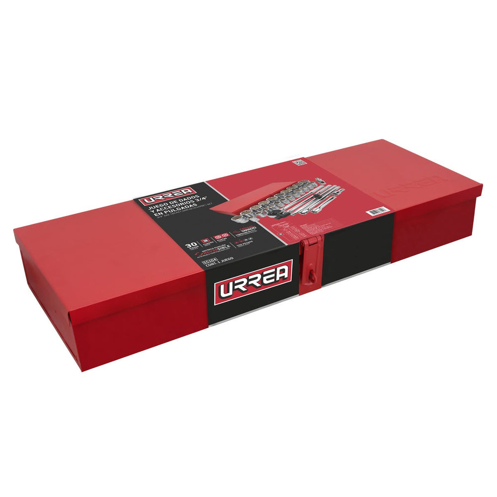 Juego de dados y accesorios cuadro de 3/4" en pulgadas, 30 piezas Urrea 55104 - imagen 3