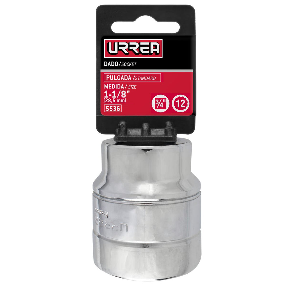Dado cuadro de 3/4", 12 puntas, en pulgadas, 1-1/8" Urrea 5536 - imagen 3