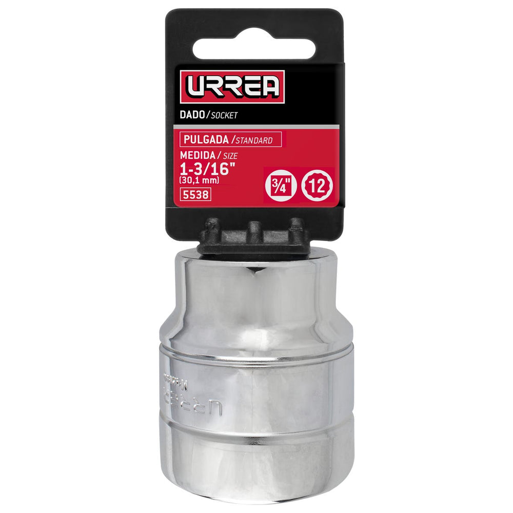 Dado cuadro de 3/4", 12 puntas, en pulgadas, 1-3/16" Urrea 5538 - imagen 3
