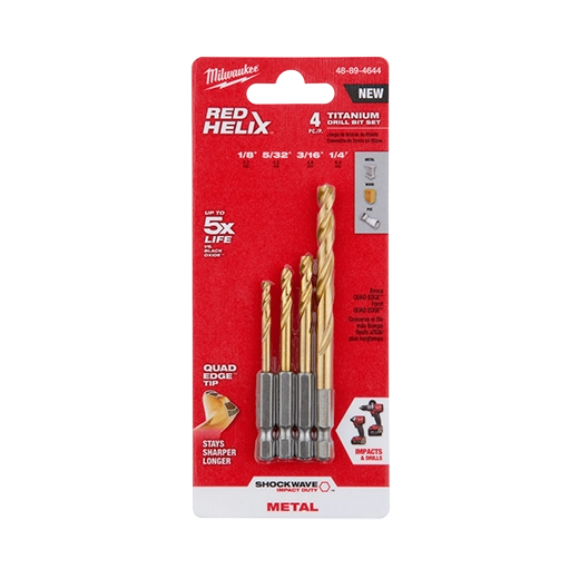 Juego de brocas de titanio shockwave 4 piezas Milwaukee 48-89-4644