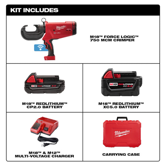 Kit de pinza crimpeadora M18™ FORCE LOGIC™ de 750 MCM Milwaukee 2779-22 - imagen 2