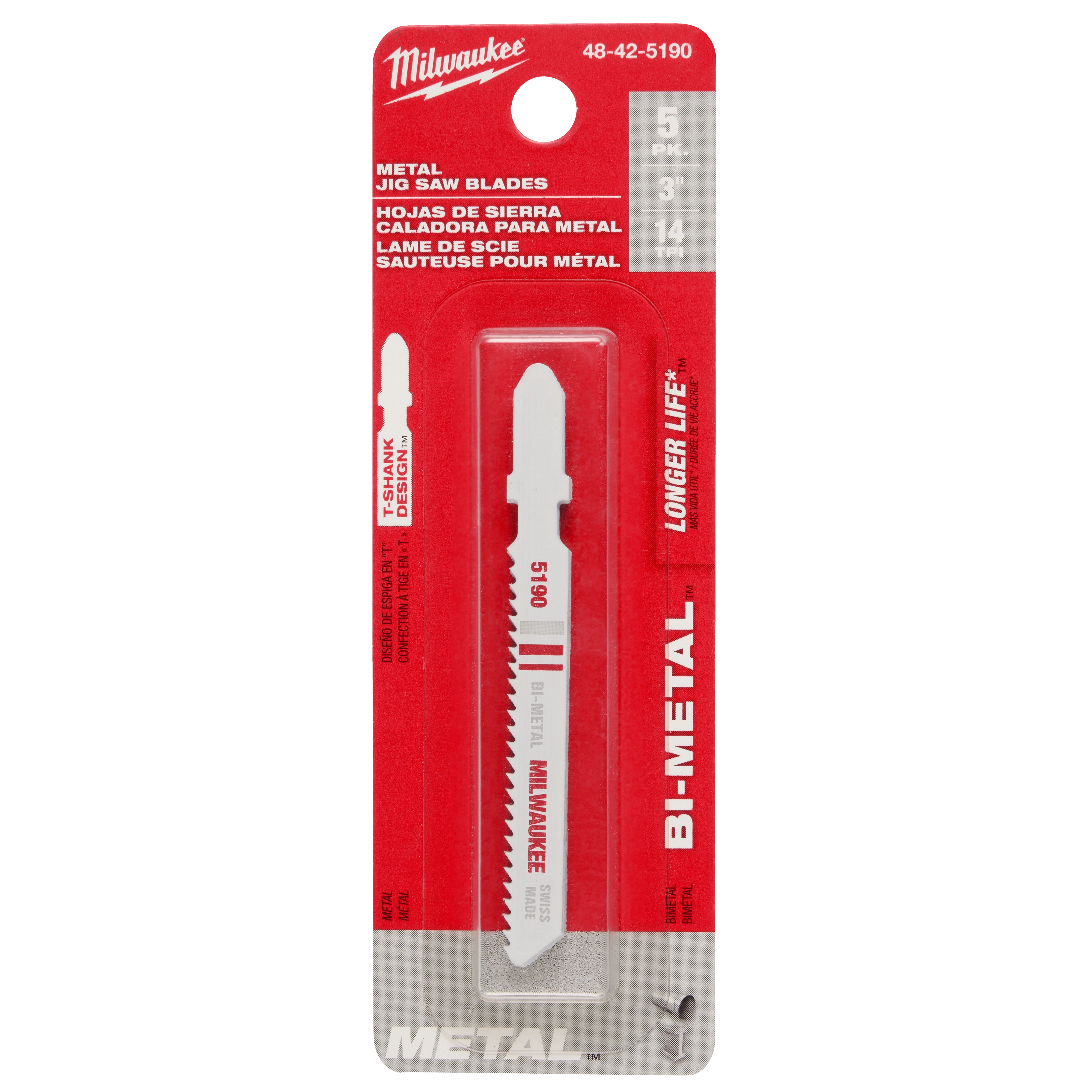 Hoja bimetálica para sierra caladora de 3" 14 TPI (paquete de 5) Milwaukee 48-42-5190 - imagen 6