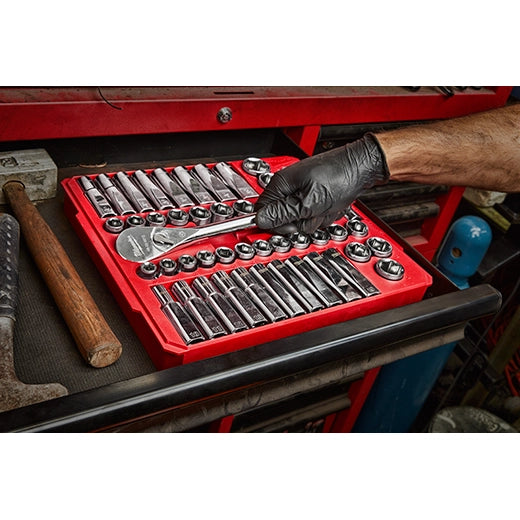 Juego de llaves de carraca y llaves de vaso de 47 piezas 1/2" con accionamiento métrico y SAE con CUATRO LADOS FLAT™ Milwaukee 48-22-9010 - imagen 8