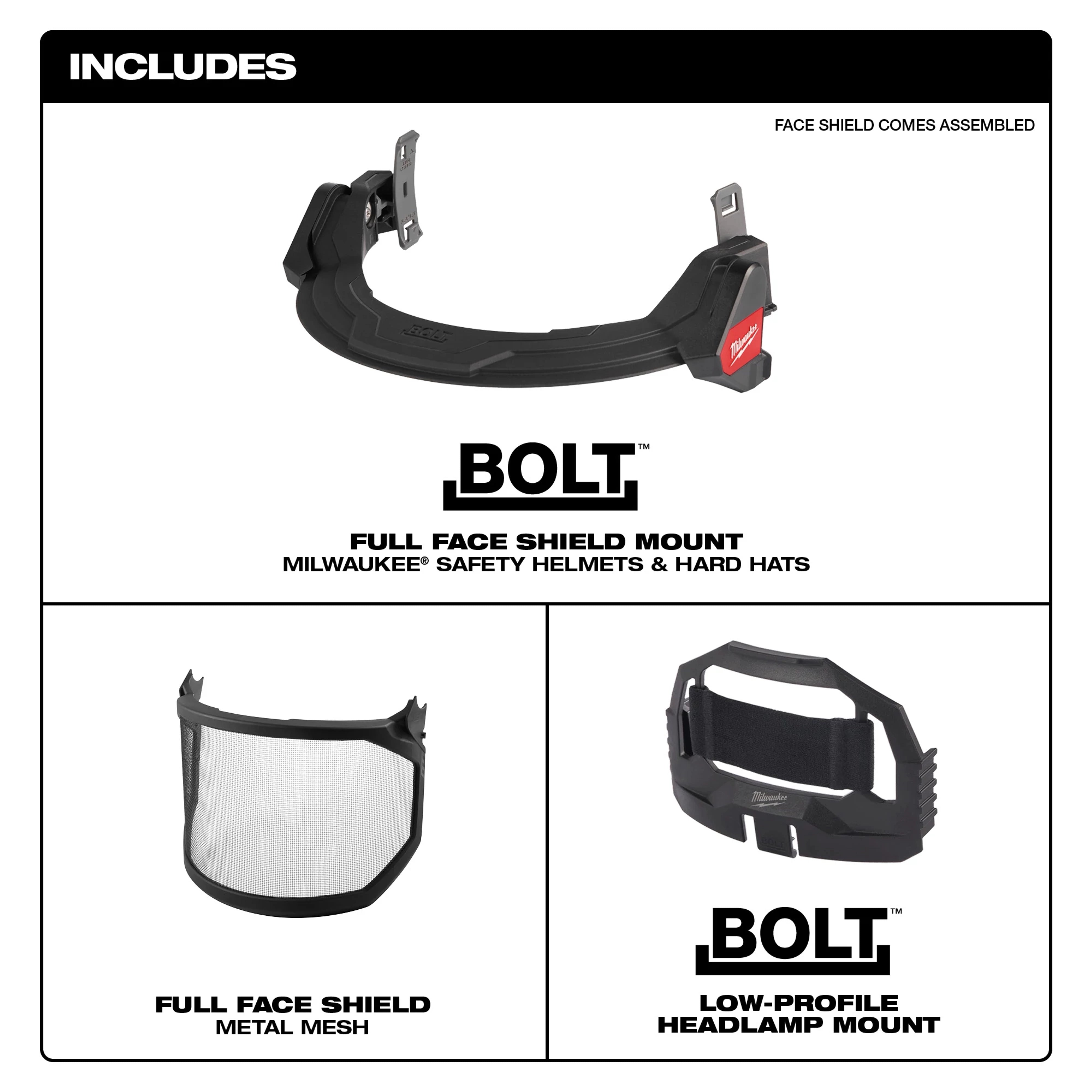 Protector facial completo BOLT™ - Malla metálica (compatible con cascos y cascos de seguridad de Milwaukee®) Milwaukee 48-73-1430 - imagen 3