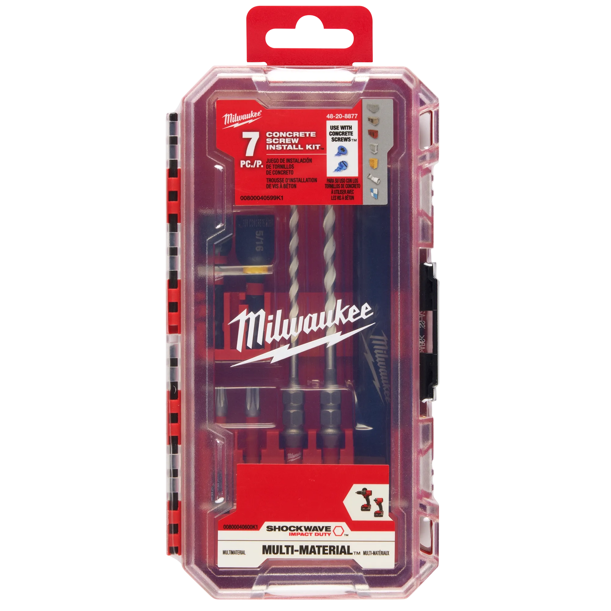 Juego de instalación de tornillos para hormigón con broca de carburo para múltiples materiales SHOCKWAVE Impact Duty™, 7 piezas Milwaukee 48-20-8877 - imagen 6