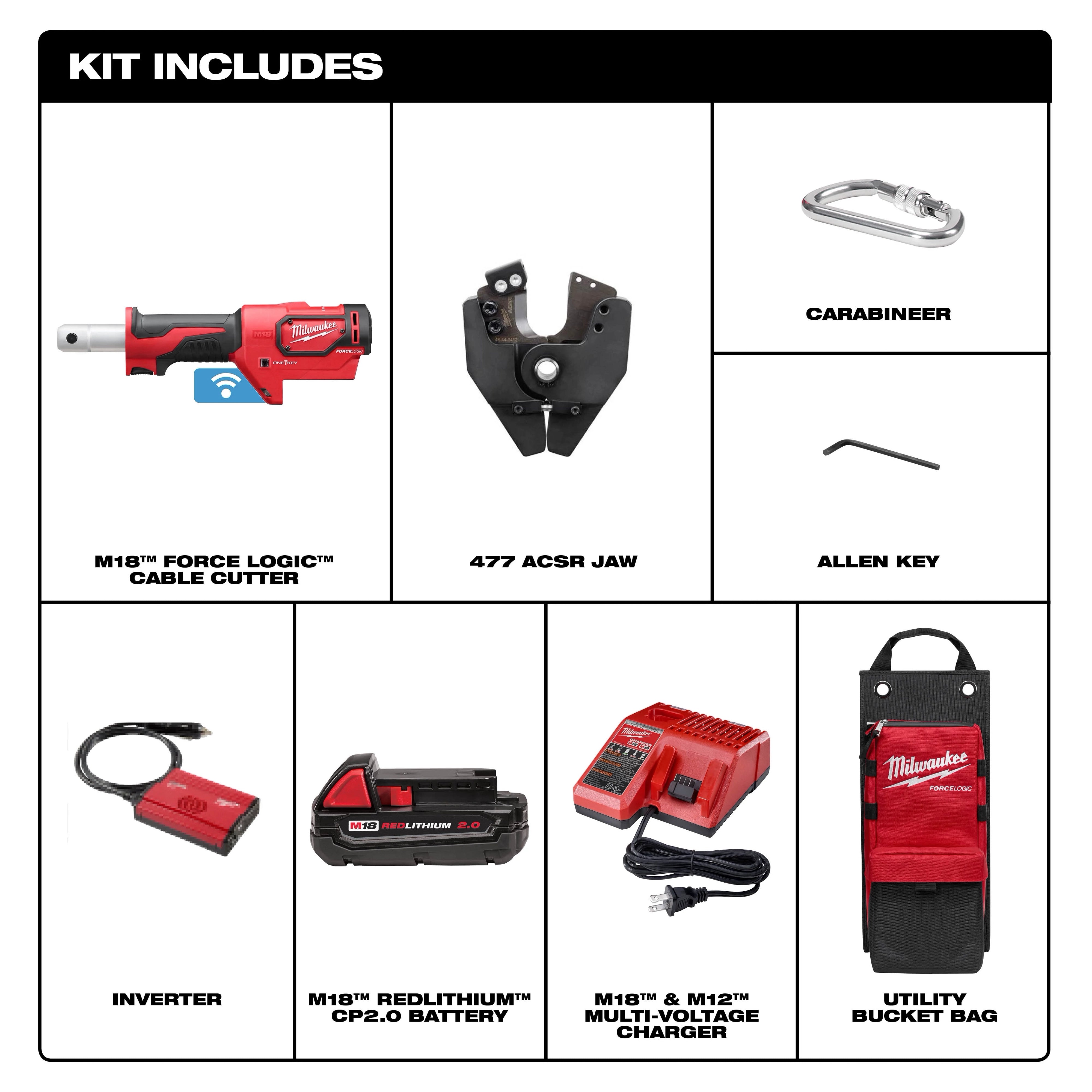 Kit de cortador de cables M18™ FORCE LOGIC™ con mordazas para 477 ACSR Milwaukee 2672-21S - imagen 2