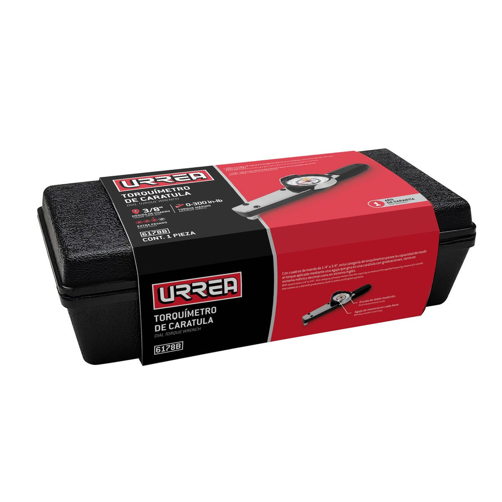 Torquímetro de carátula cuadro de 3/8", 0-300 in-lb Urrea 6178B - imagen 3