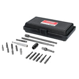 Juego de puntas y accesorios cuadro de 1/4", 19 piezas en caja plástica Urrea 61919
