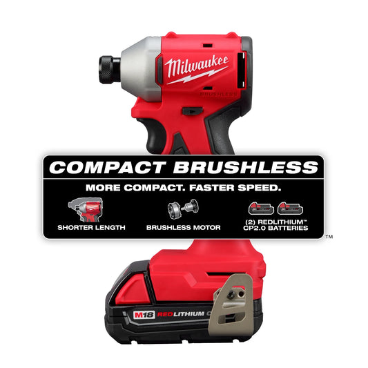 Kit de destornillador de impacto hexagonal compacto sin escobillas M18™ de 1/4" Milwaukee 3650-22CT - imagen 2