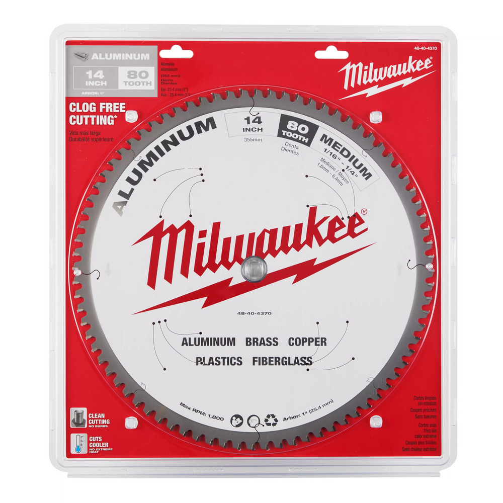 Hoja de sierra circular para cortar aluminio de 14" Milwaukee 48-40-4370 - imagen 3