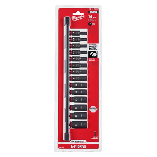 Juego de 14 piezas de cubos profundos métricos de 6 puntas SHOCKWAVE Impact Duty™ Milwaukee 49-66-7003