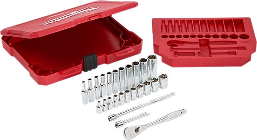Juego de trinquete con boca de 1/4" y cubos SAE, 26 piezas Milwaukee 48-22-9404 - imagen 3