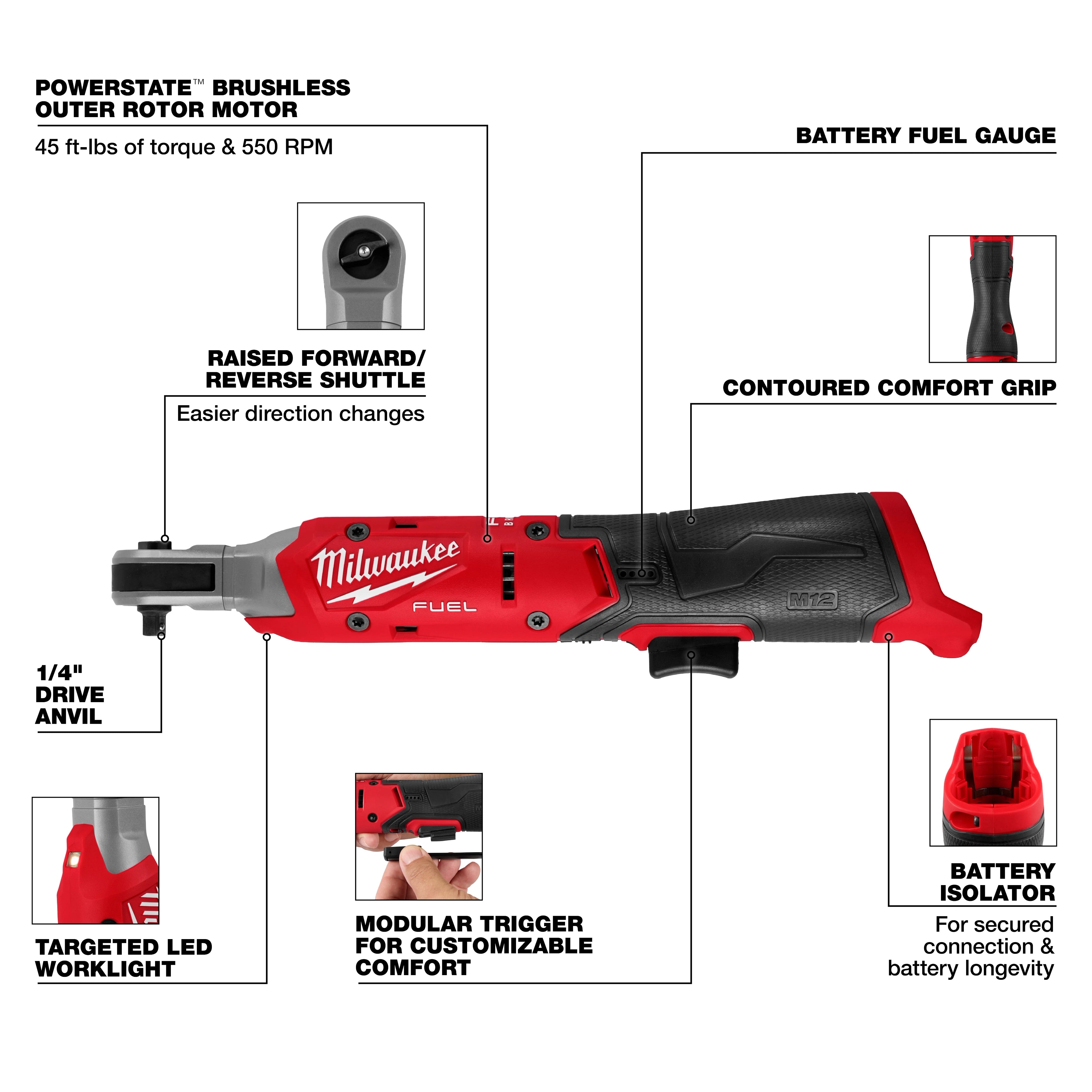 Trinquete M12 FUEL™ de 1/4" Milwaukee 3052-20 - imagen 4