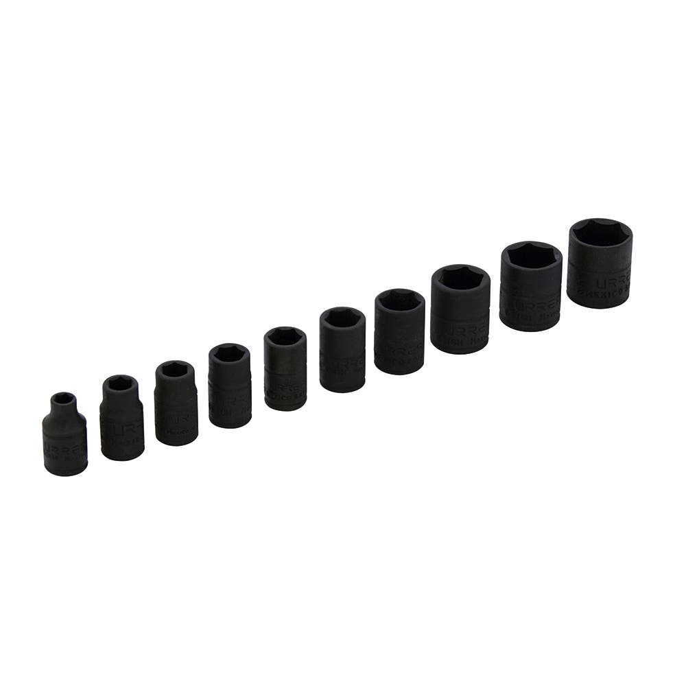 Juego de dados de impacto cuadro de 1/4", 6 puntas, en pulgadas, 10 piezas Urrea 69106 - imagen 2