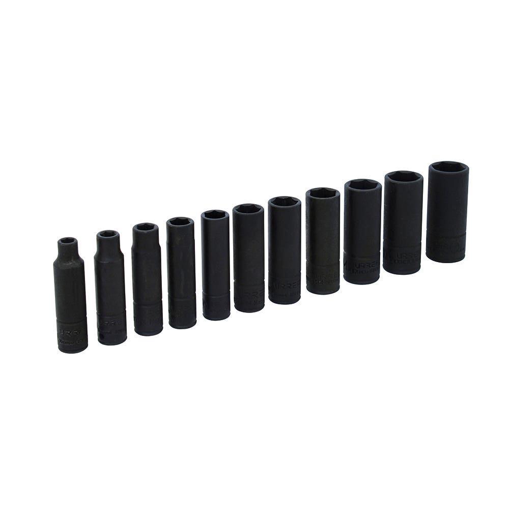 Juego de dados largos de impacto cuadro de 1/4", 6 puntas, métricos, 11 piezas Urrea 69212 - imagen 2