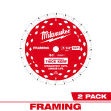 Hoja de sierra circular para enmarcado de calado grueso de 7-1/4" y 24 T (paquete de 2 unidades) Milwaukee 48-40-0742 - imagen 2