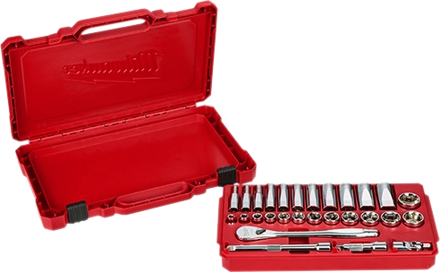 juego de llave de trinquete y cubo de 3/8" y cubos métricos, 28 piezas Milwaukee 48-22-9408 - imagen 4