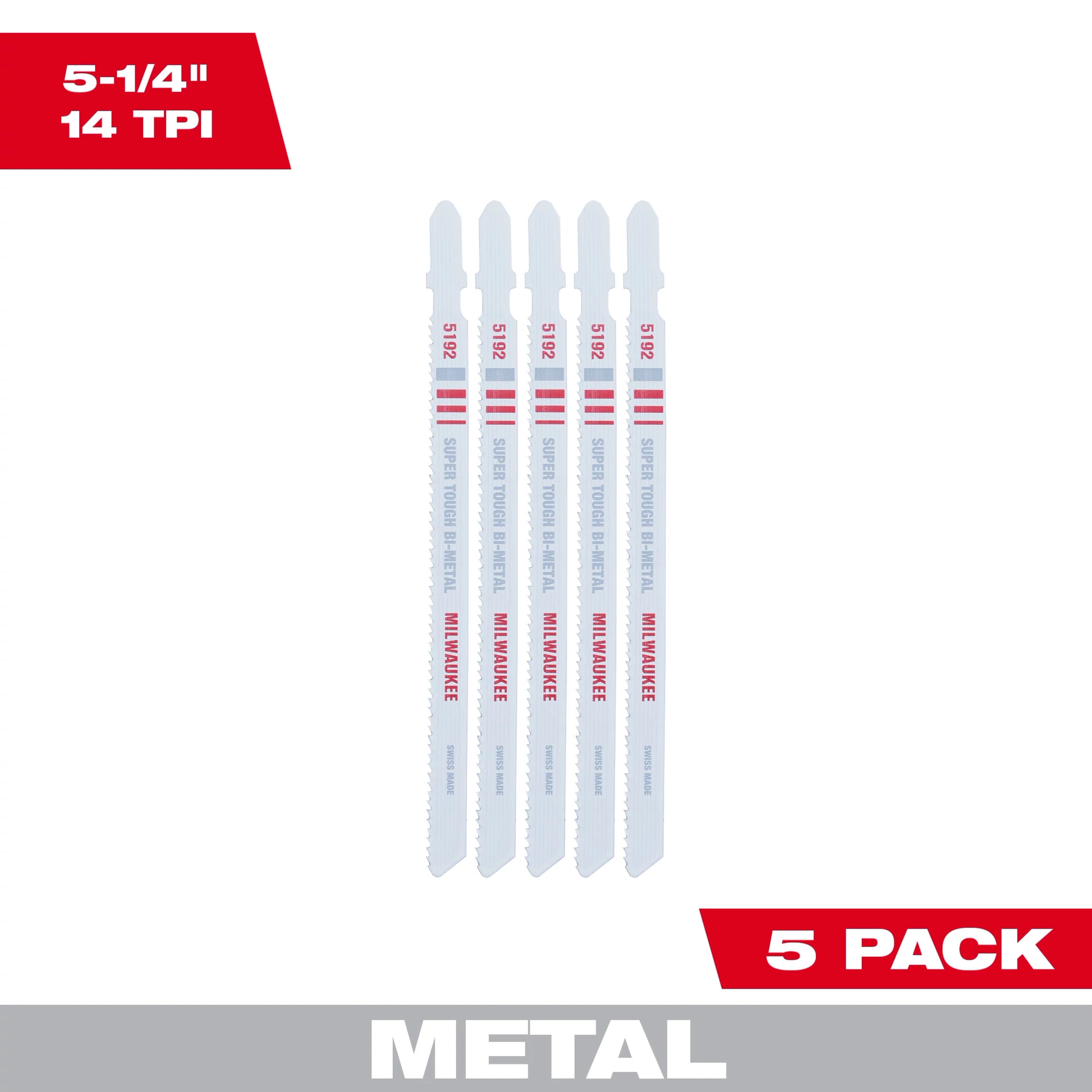 Hoja bimetálica de 5-1/4" y 14 TPI para sierra caladora (paquete de 5 unidades) Milwaukee 48-42-5192 - imagen 2