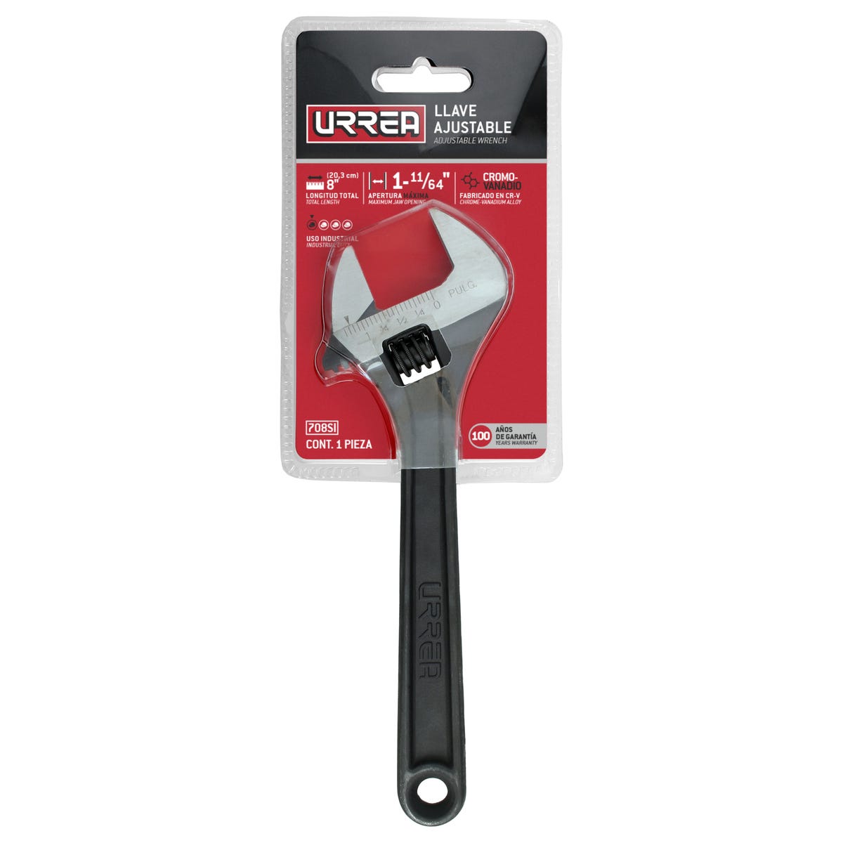 Llave ajustable fosfatizada 8" Urrea 708SI - imagen 3