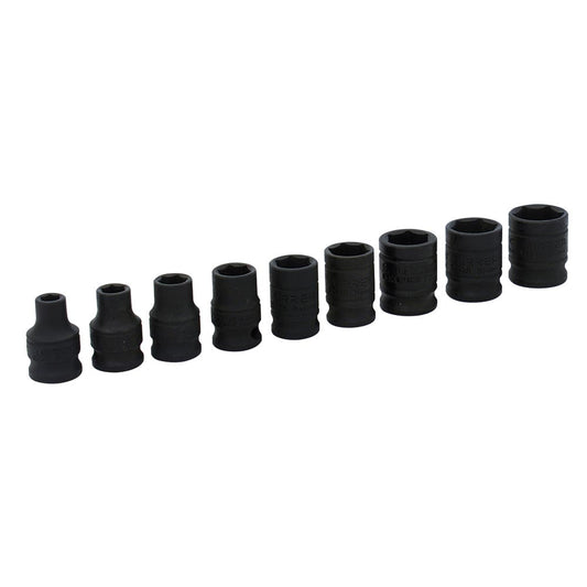 Juego de dados de impacto cuadro de 3/8", 6 puntas, en pulgadas, 9 piezas Urrea 72102 – imagen 2