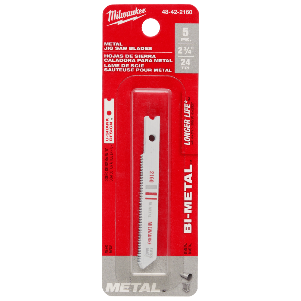 Hoja bimetálica para sierra caladora de 2-3/4" 24 TPI (paquete por 5) Milwaukee 48-42-2160 - imagen 6