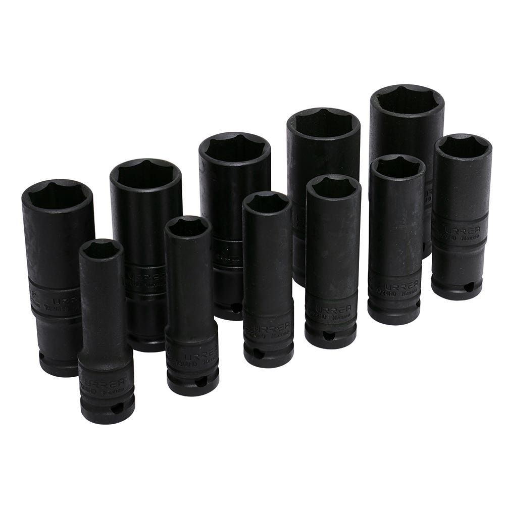 Juego de dados largos de impacto cuadro de 1/2", 6 puntas, en pulgadas, 11 piezas Urrea 73112D - imagen 2