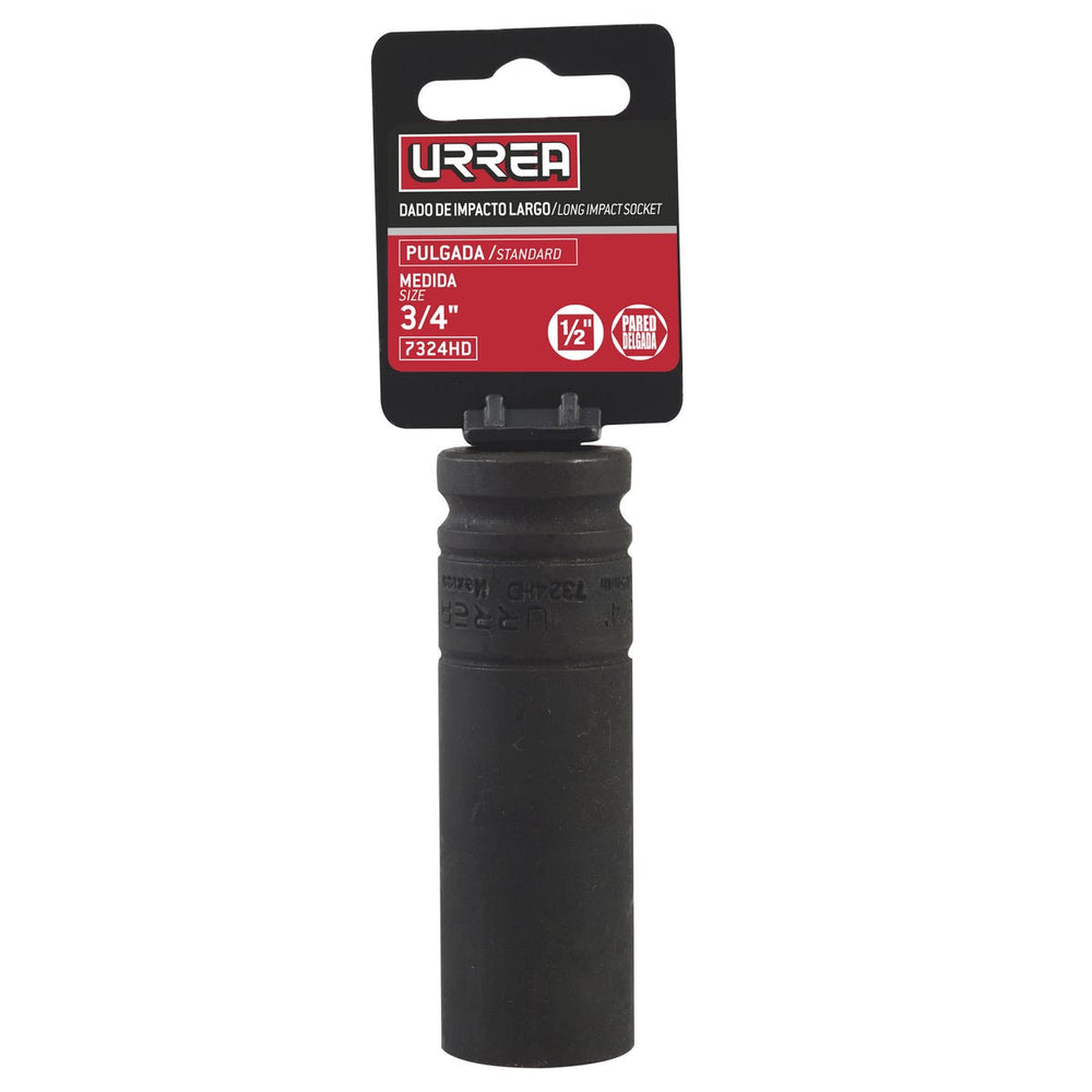 Dado de impacto pared delgada cuadro de 1/2", 6 puntas, en pulgadas, 3/4" Urrea 7324HD - imagen 2