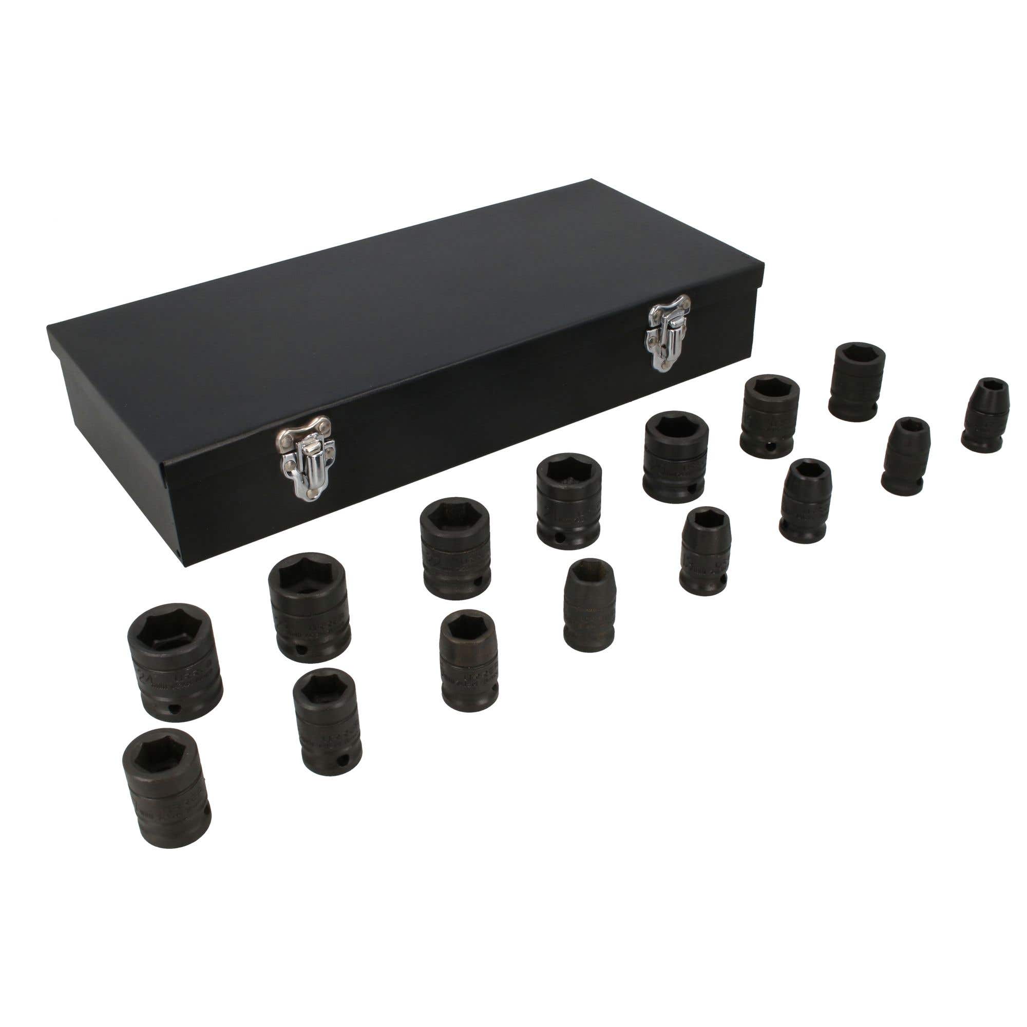 Juego de dados de impacto cuadro de 1/2", 6 puntas, métricos, 15 piezas Urrea 7401MC - imagen 4