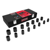 Juego de dados de impacto cuadro de 1/2", 6 puntas, métricos, 15 piezas Urrea 7401MC - imagen 2