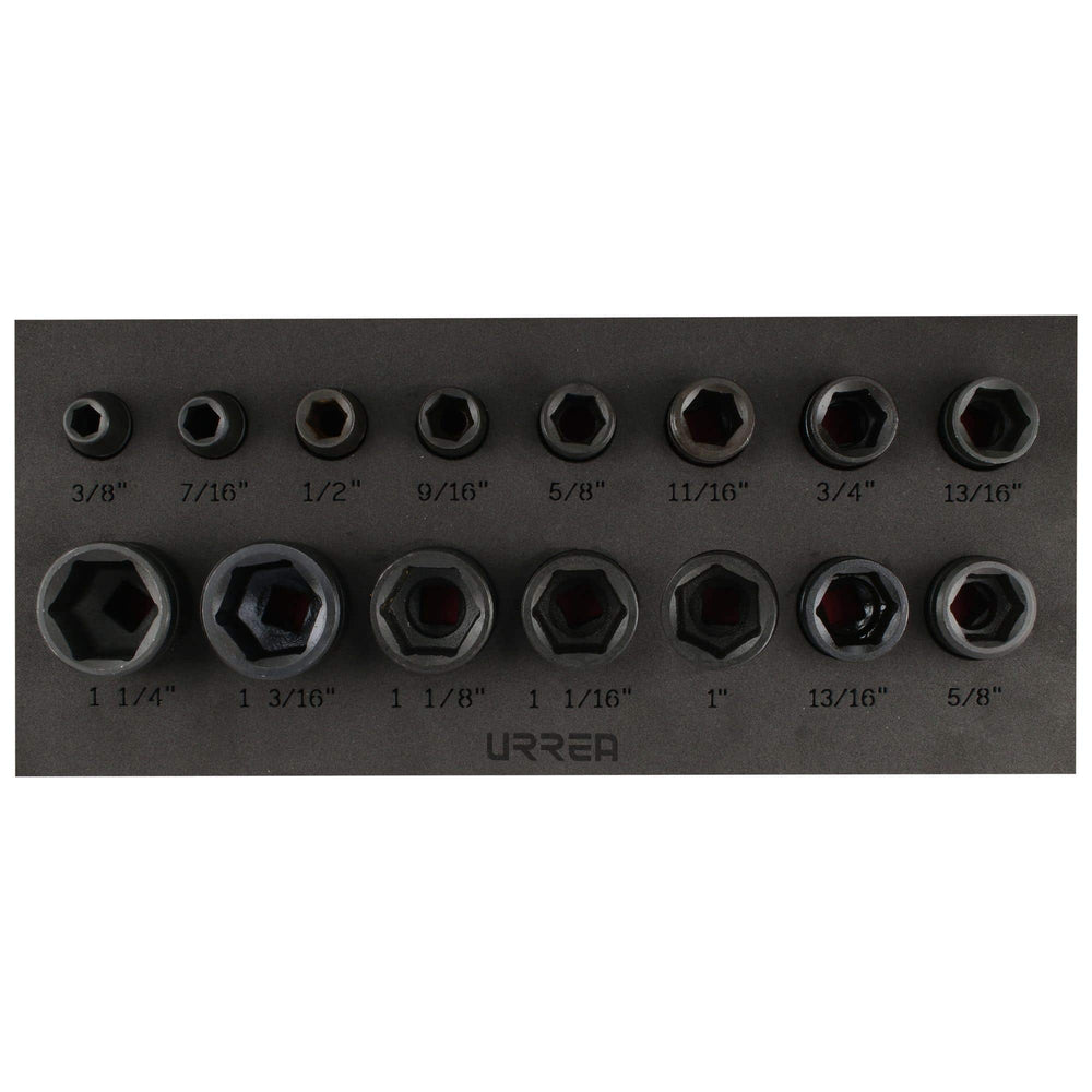 Juego de dados de impacto cuadro de 1/2", 6 puntas, en pulgadas, 15 piezas, en caja Urrea 7402C - imagen 6