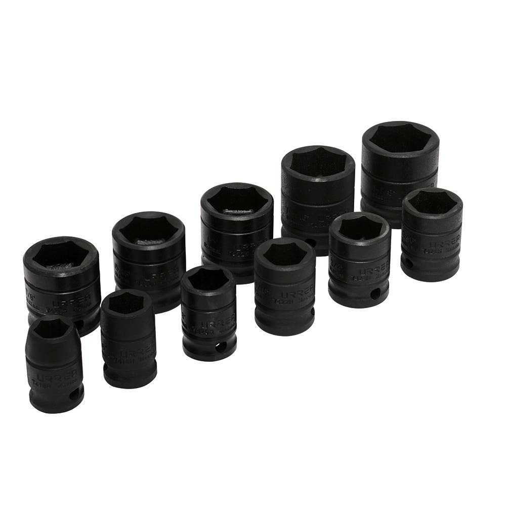 Juego de dados de impacto cuadro de 1/2", 6 puntas, en pulgadas, 11 piezas Urrea 74102 - imagen 2
