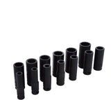 Juego de dados largos de impacto cuadro de 1/2", 12 puntas, en pulgadas, 13 piezas Urrea 74103