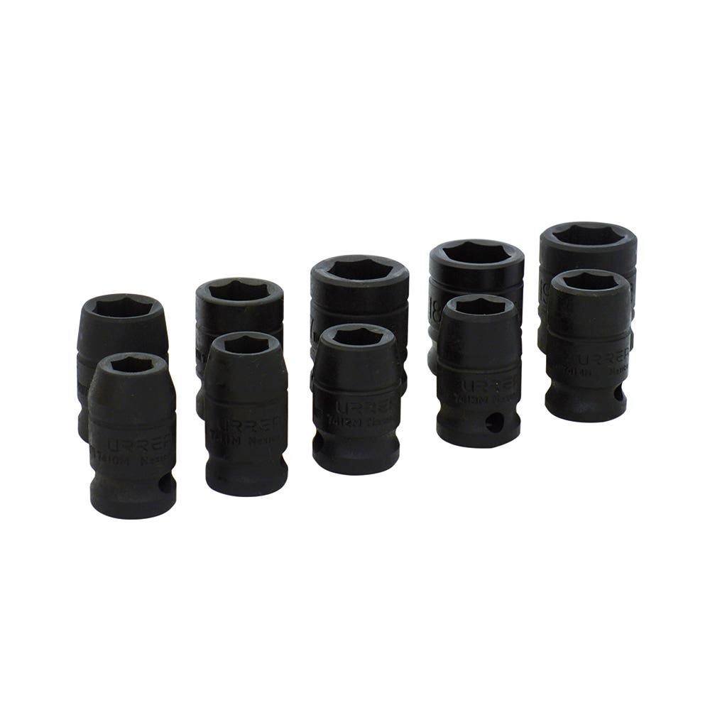 Juego de dados de impacto cuadro de 1/2", 6 puntas, métricos, 10 piezas Urrea 74202M - imagen 2