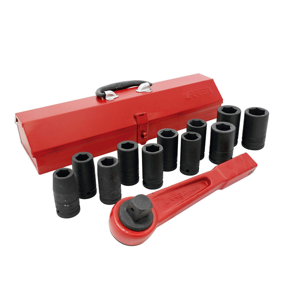 Juego de dados largos y accesorios de impacto cuadro de 3/4", métricos, 13 piezas Urrea 750013MLH - imagen 2
