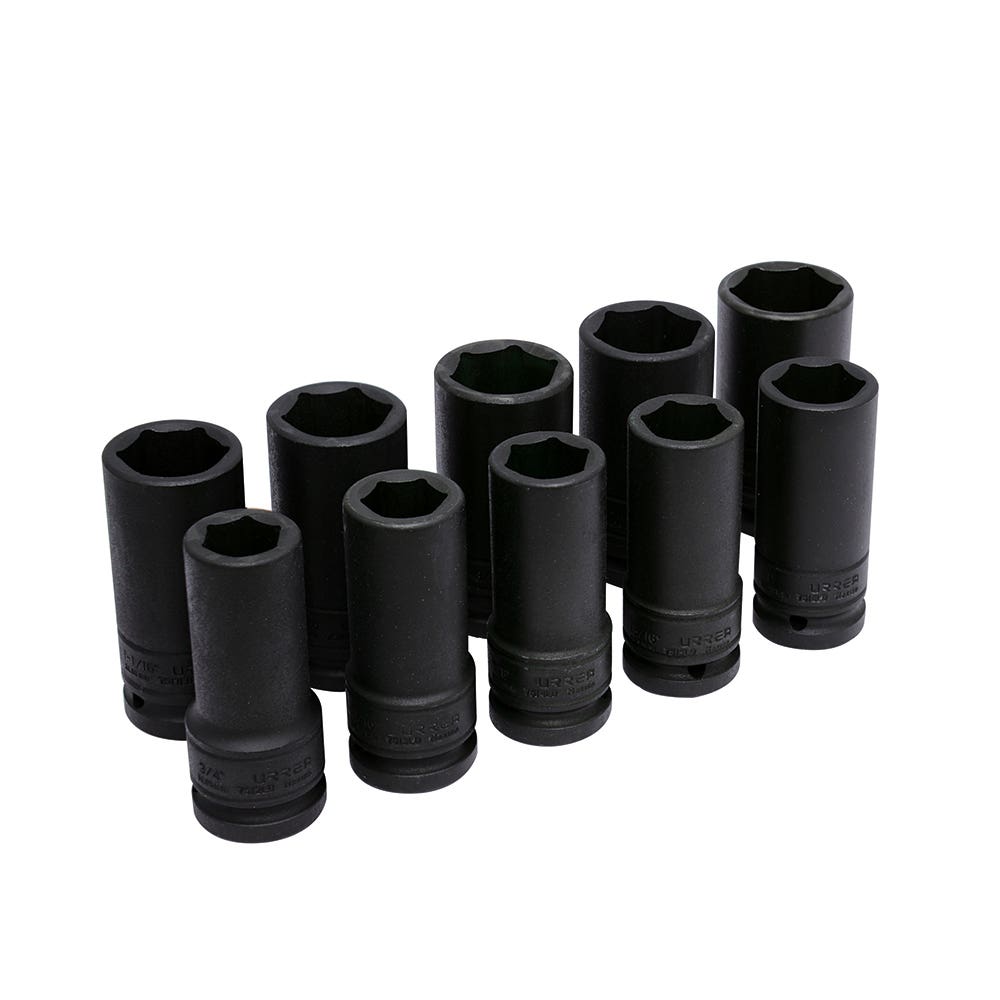 Juego de dados largos de impacto cuadro de 3/4", en pulgadas, 10 piezas Urrea 7500LD - imagen 2