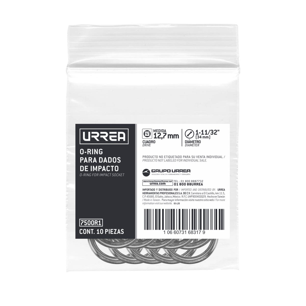 O-ring para dado de impacto cuadro de 3/4", 1-11/32" Urrea 7500R1 - imagen 3
