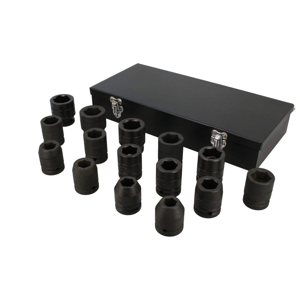 Juego de dados de impacto cuadro de 3/4", 6 puntas, métrico, 15 piezas, con caja metálica Urrea 7501MC - imagen 4
