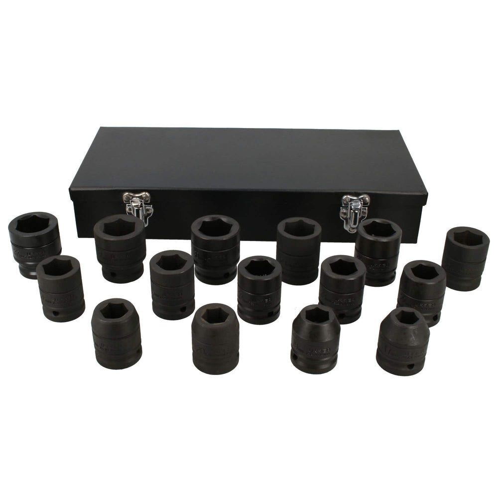 Juego de dados de impacto cuadro de 3/4", 6 puntas, métrico, 15 piezas, con caja metálica Urrea 7501MC - imagen 5