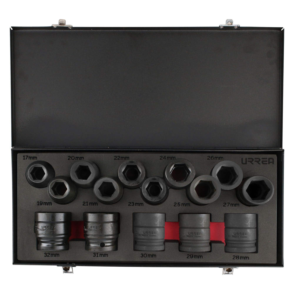 Juego de dados de impacto cuadro de 3/4", 6 puntas, métrico, 15 piezas, con caja metálica Urrea 7501MC - imagen 7