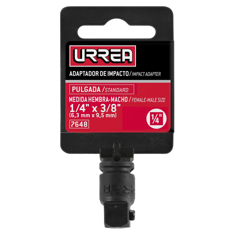 Adaptador con perno para dado de impacto cuadro de 1/4" hembra a 3/8" macho Urrea 7648 - imagen 3