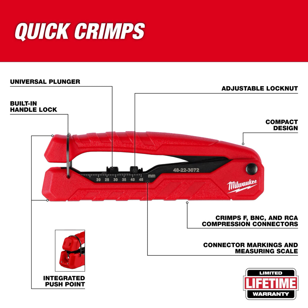 Pinza crimpeadora de compresión coaxial Milwaukee 48-22-3072 - imagen 2
