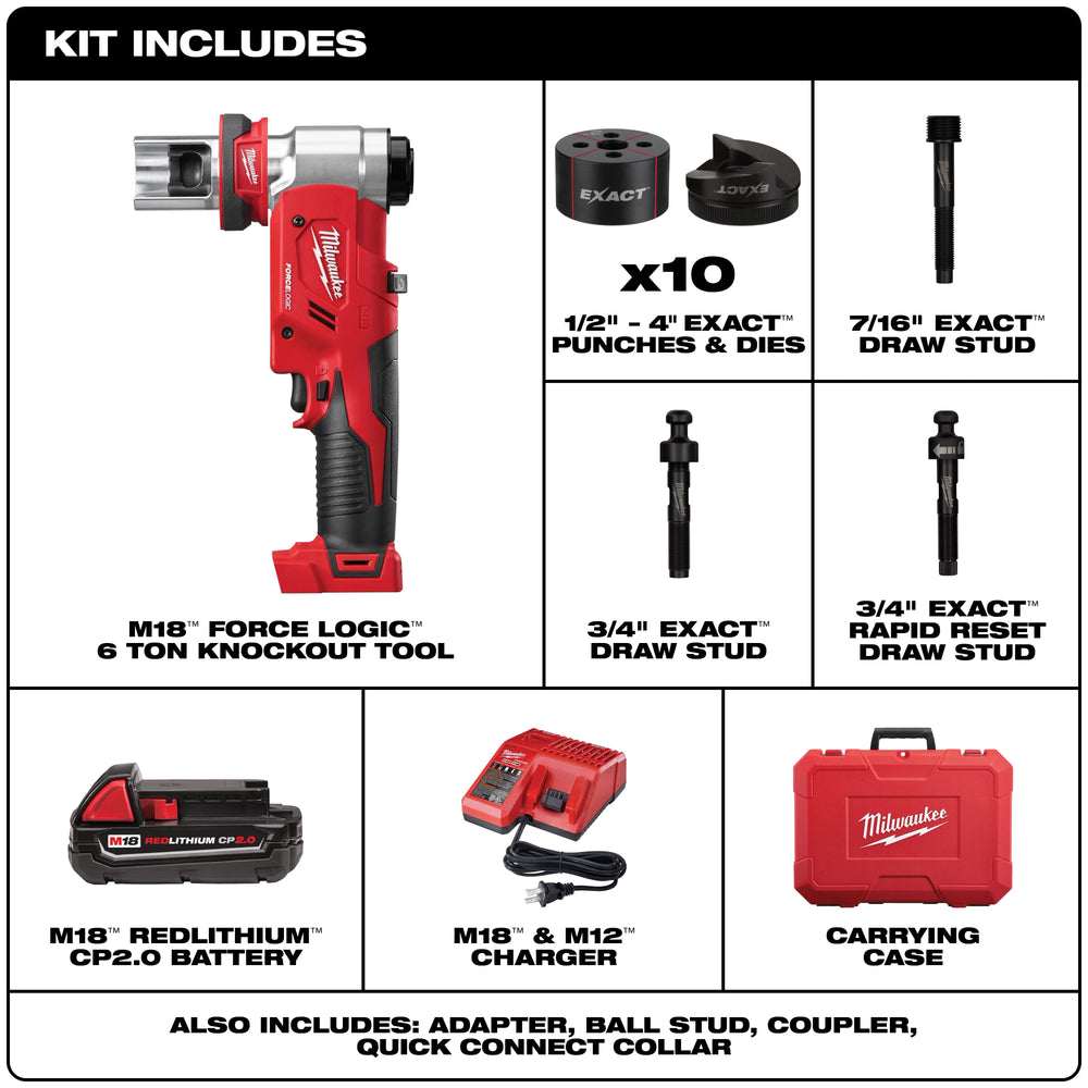 Kit de herramienta perforadora M18™ FORCE LOGIC™ de 6 toneladas de 1/2" - 4" Milwaukee 2677-23 - imagen 2
