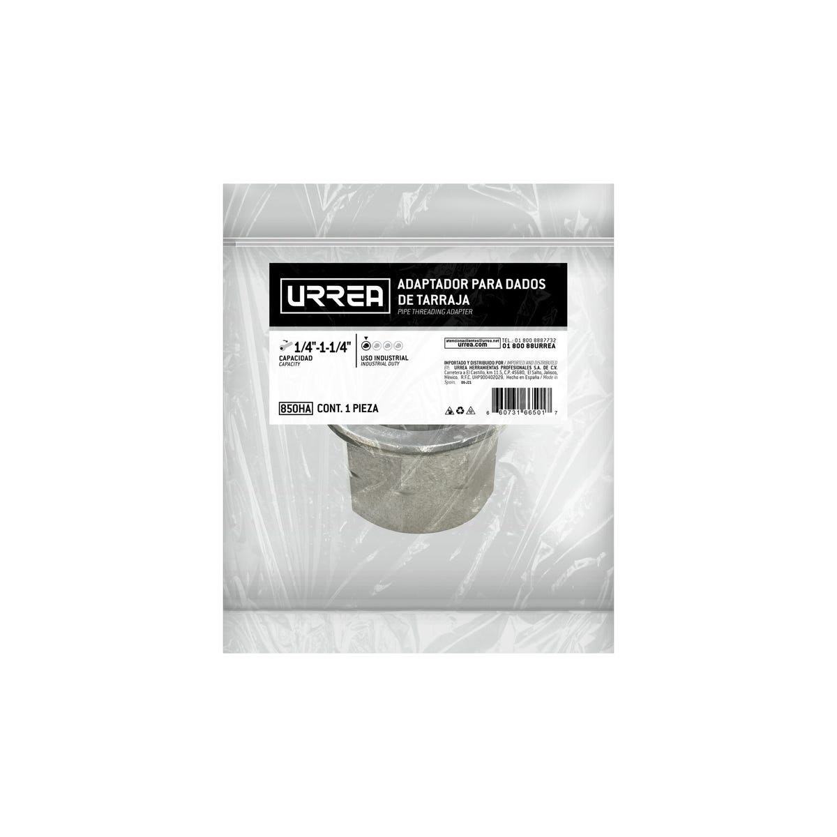 Adaptador para dados de tarraja de 1/4" a 1-1/4" Urrea 850HA - imagen 3