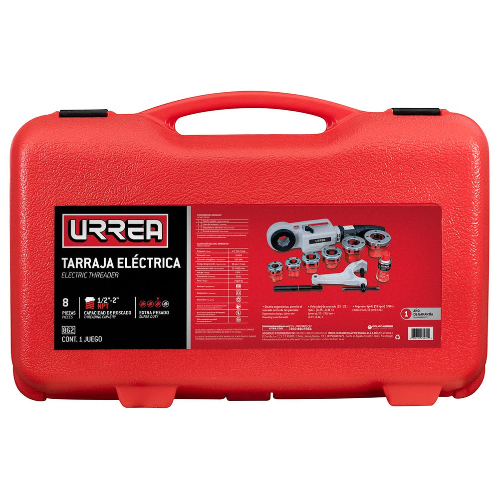 Juego de tarraja eléctrica para tubo de 1/2-2" NPT, 8 piezas Urrea 862 - imagen 3