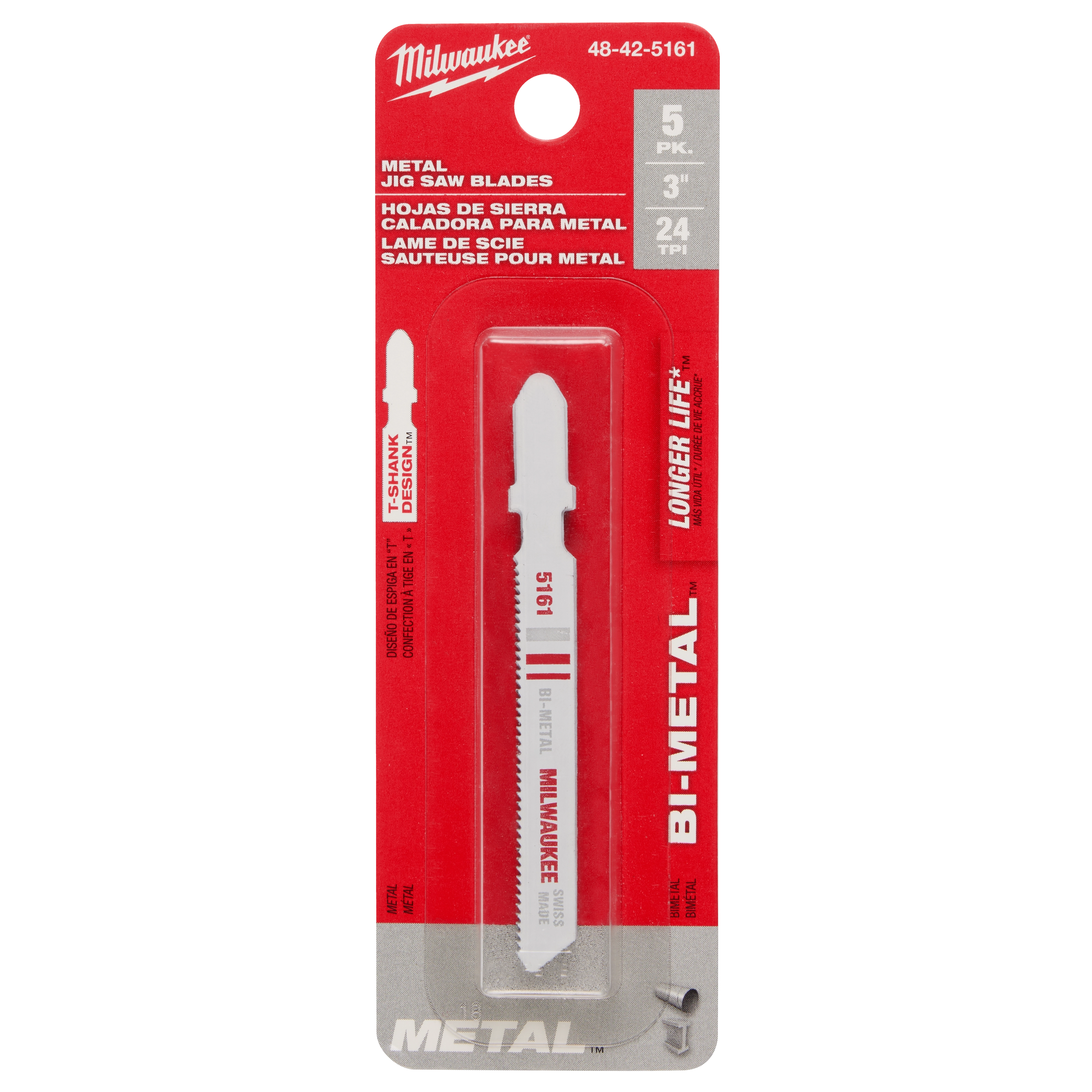 Hoja bimetálica para sierra caladora de 3" 24 TPI (paquete por 5) Milwaukee 48-42-5161 - imagen 6