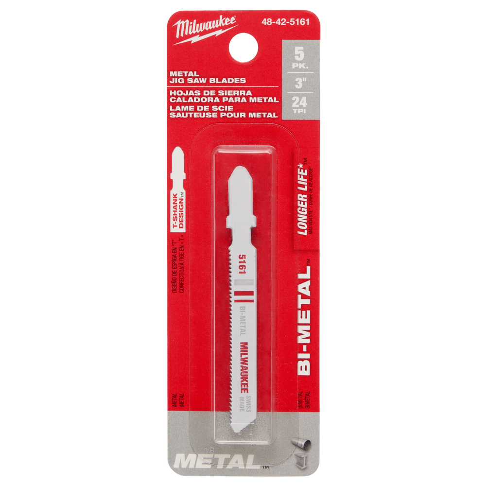 Hoja bimetálica para sierra caladora de 3" 24 TPI (paquete por 5) Milwaukee 48-42-5161 - imagen 6
