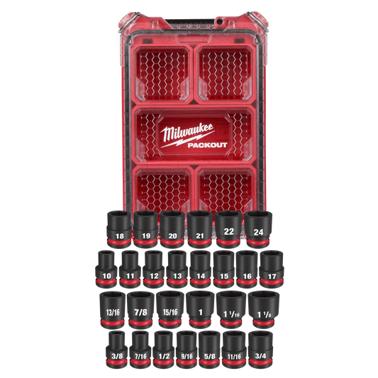 Juego de 27 dados de impacto SHOCKWAVE™ cuadro 1/2" con estuche PACKOUT™ Milwaukee 49-66-6804