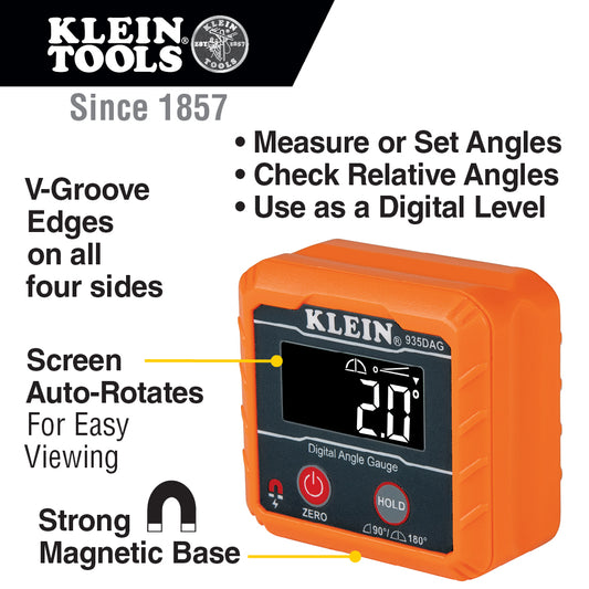 Nivel digital e inclinometro de rangos de 0-90° y 0-180° Klein Tools 935DAG – imagen 2